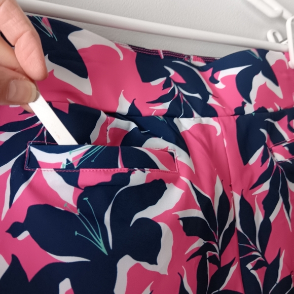 New Stella Parker Sport Floral Pants UPF 50 Tummy Control Pink Navy White Large - Picture 13 of 15